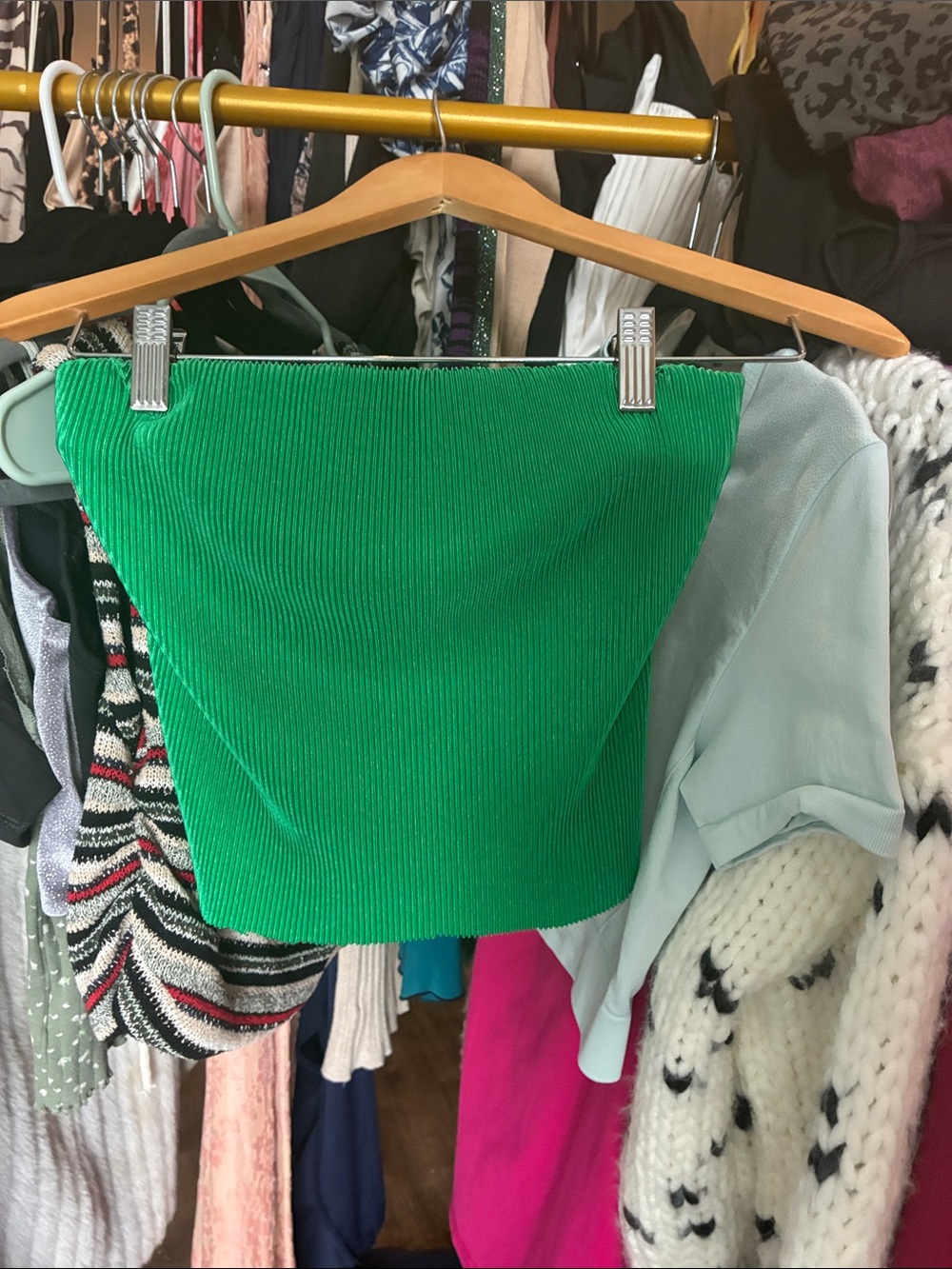 Hello Molly Green Ribbed Strapless Top